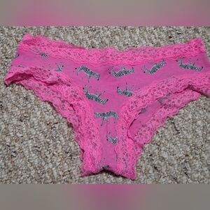 Victoria's Secret Pink Lace Zebra Print Cheekys Panties